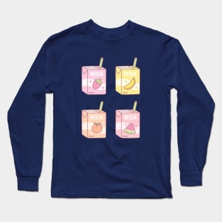 Assorted Fruits Flavored Milk Boxes Doodle Long Sleeve T-Shirt